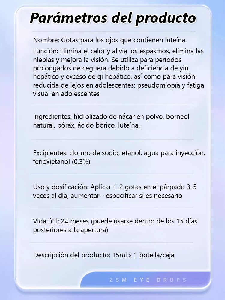 Gotas para los ojos de luteína