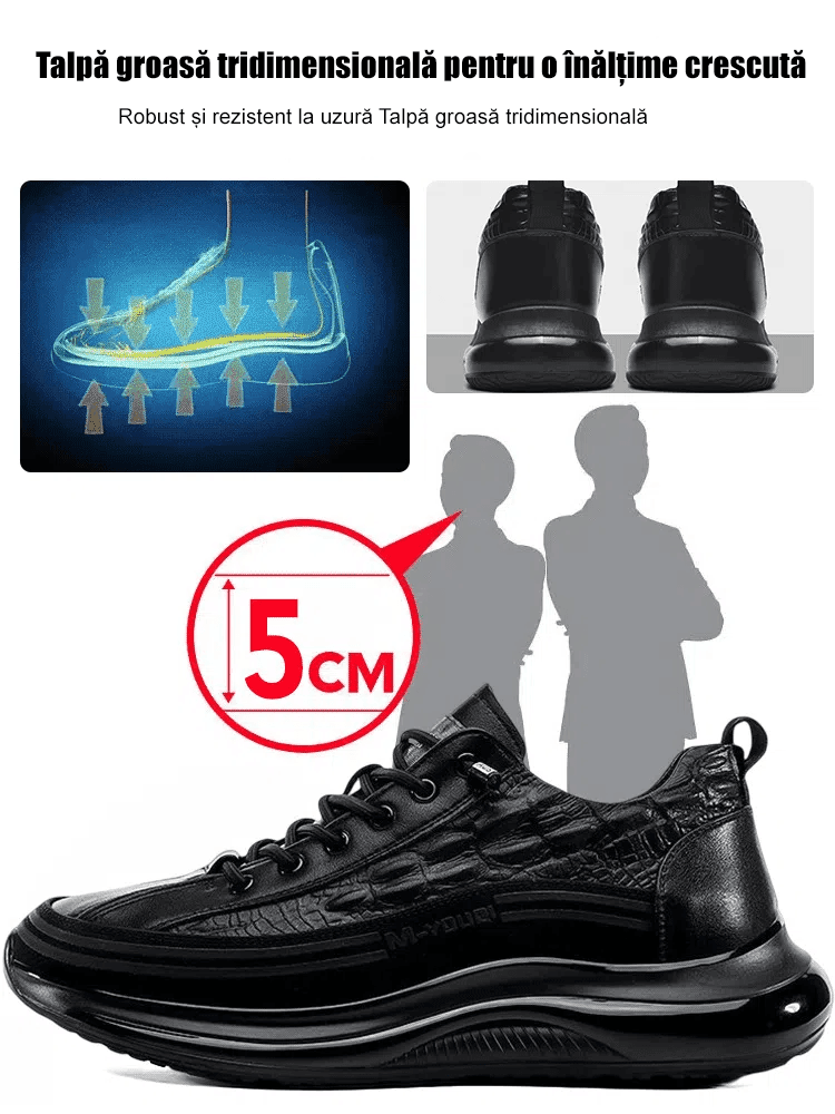 Pantofi versatili din piele pentru bărbați cu model crocodil