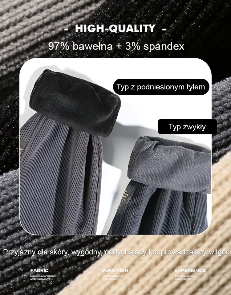 Zimowe spodnie sztruksowe z wkładką dla mężczyzn