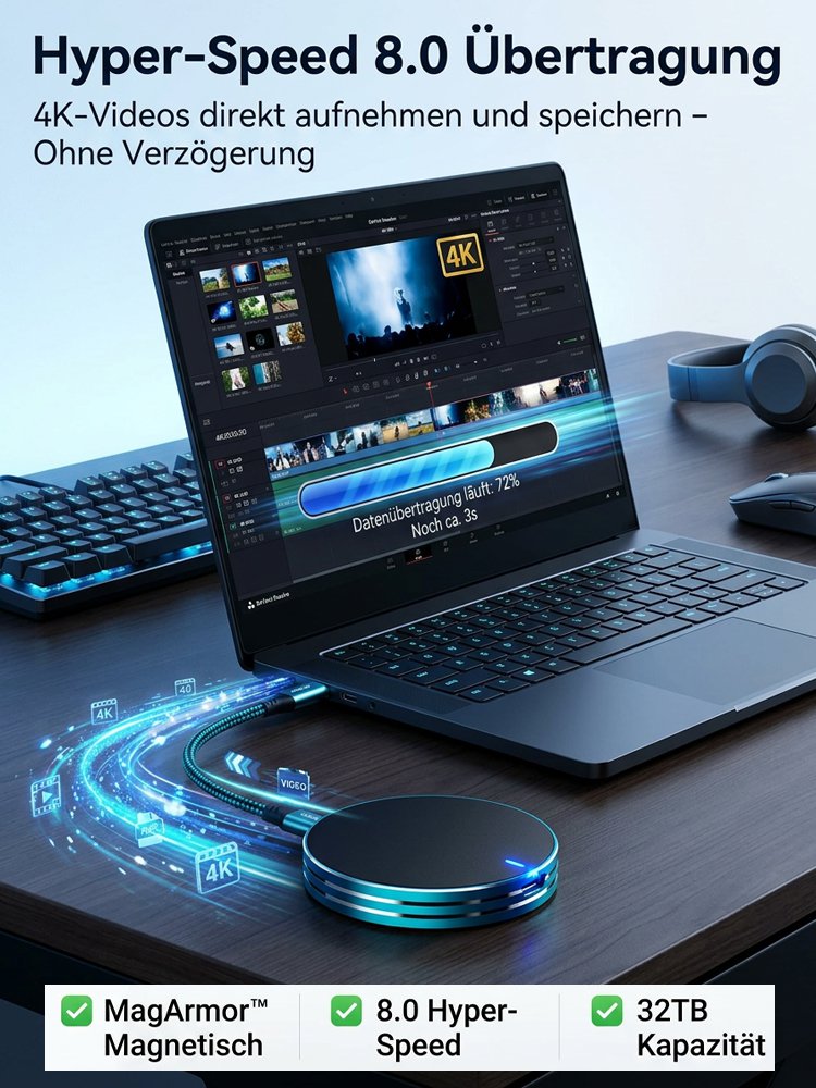 C Magnetisches USB-C Portable SSD mit Anti-Verlust Funktion