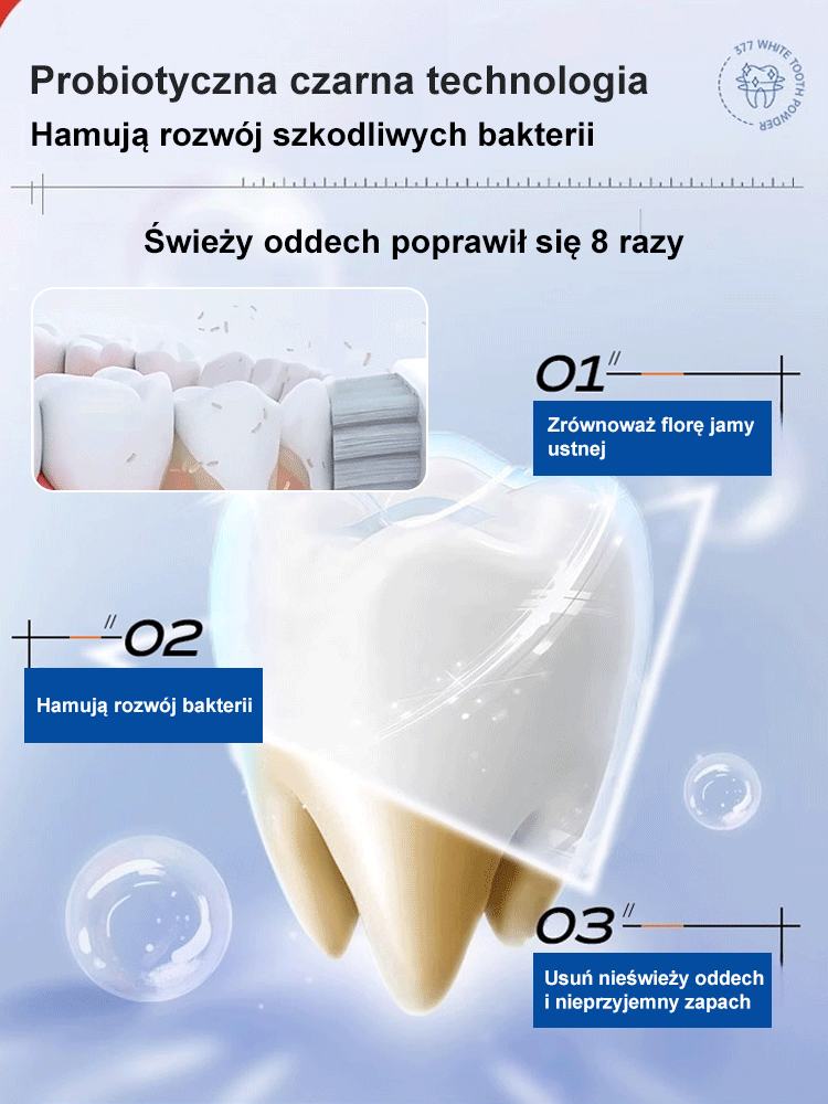 Perłowy wybielający proszek do zębów z probiotykami