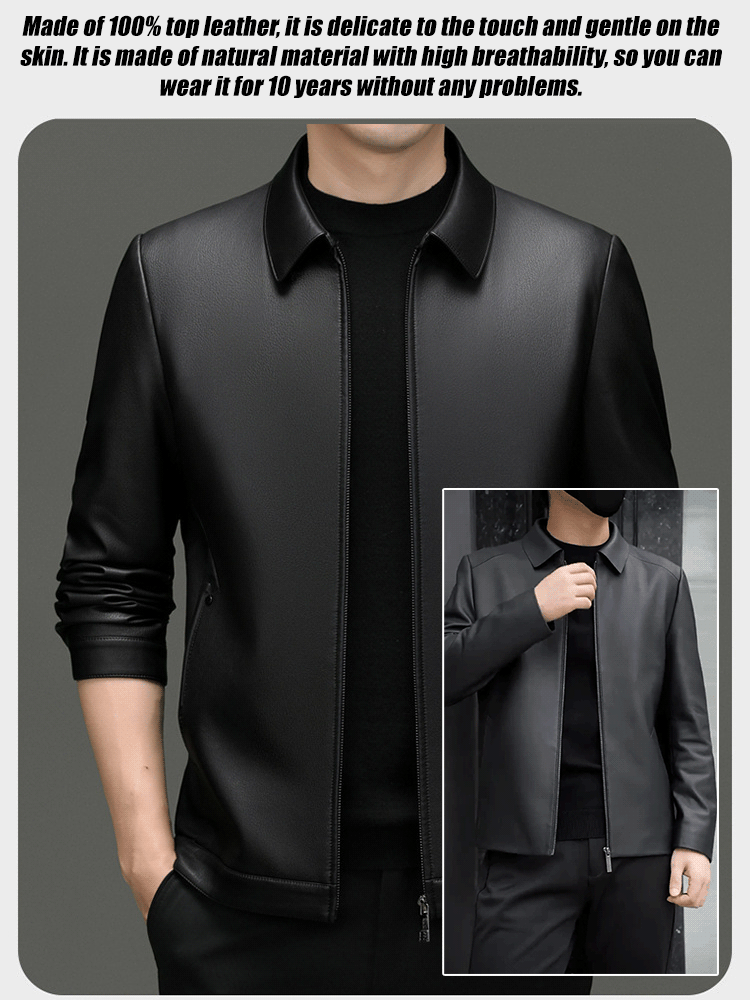 Luxury Men's Lapel Leather Jacket