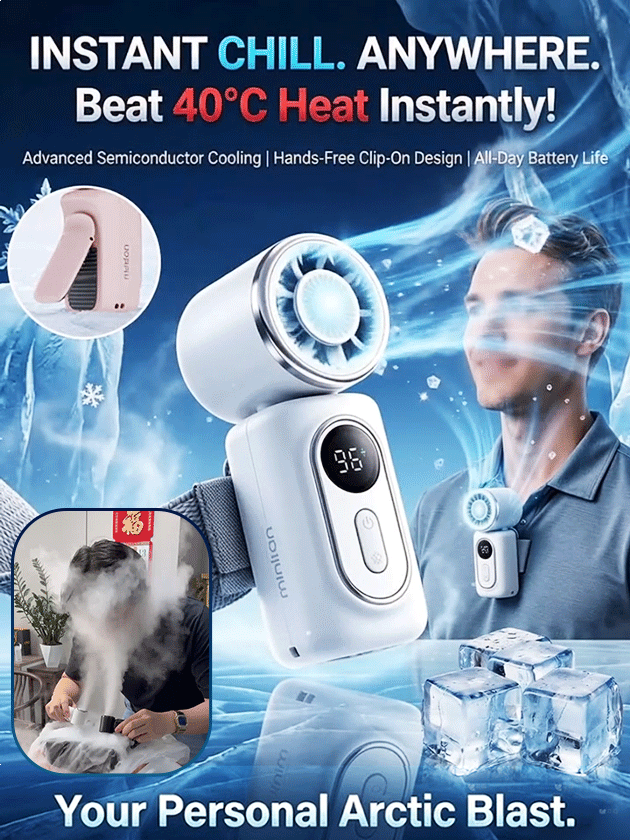【Comes with a clip, hands-free】Rotatable portable ice pack fan