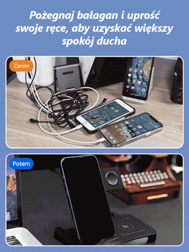 Przenośna składana magnetyczna ładowarka bezprzewodowa 3 w 1