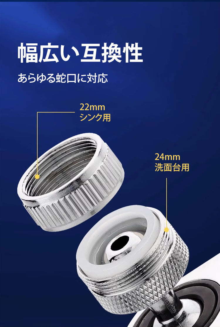 洗面所で使用する蛇口用シャワーヘッド