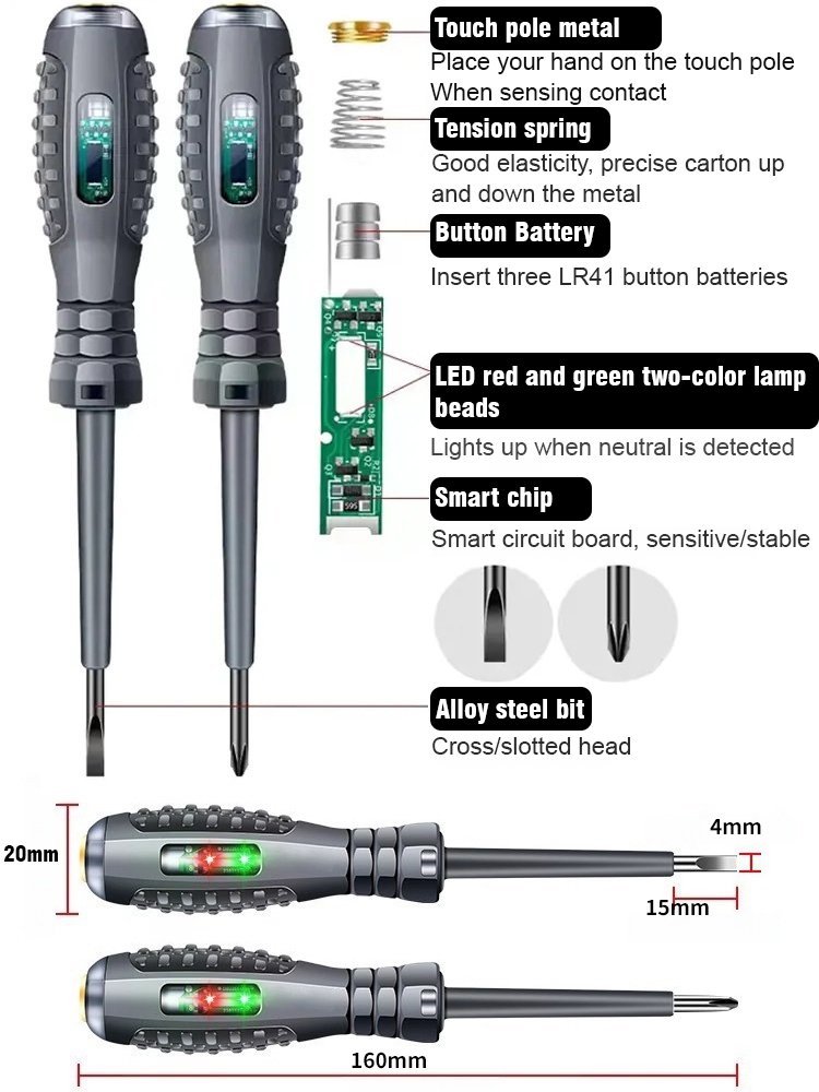 High Torque】High-lighted Colorful Light Stylus Screwdriver