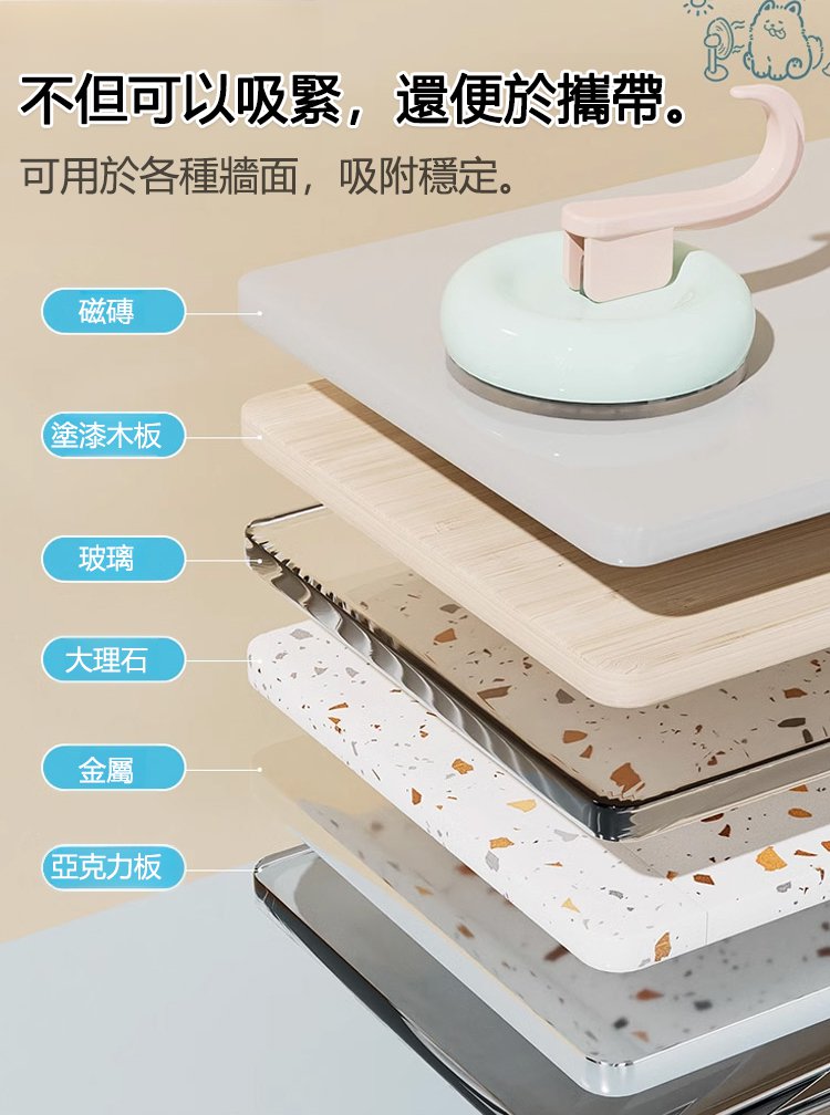 【牆倒它不掉！ 】糖果多色免打孔吸盤掛鉤