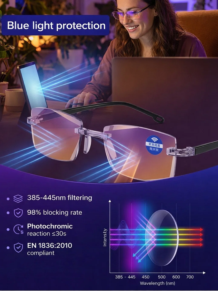 [Auto-Focus from -7D to +7D] Smart Zoom Comfort Reading Glasses
