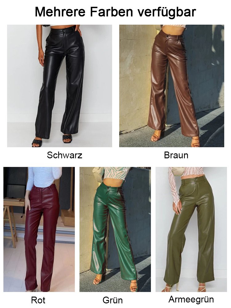 Klassische, vielseitige, schlankmachende Lederhose mit weitem Bein 