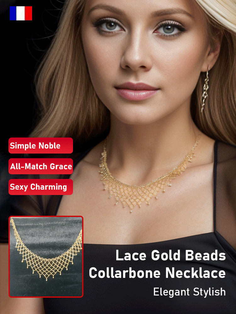 Lace Gold Beads Collarbone Necklace