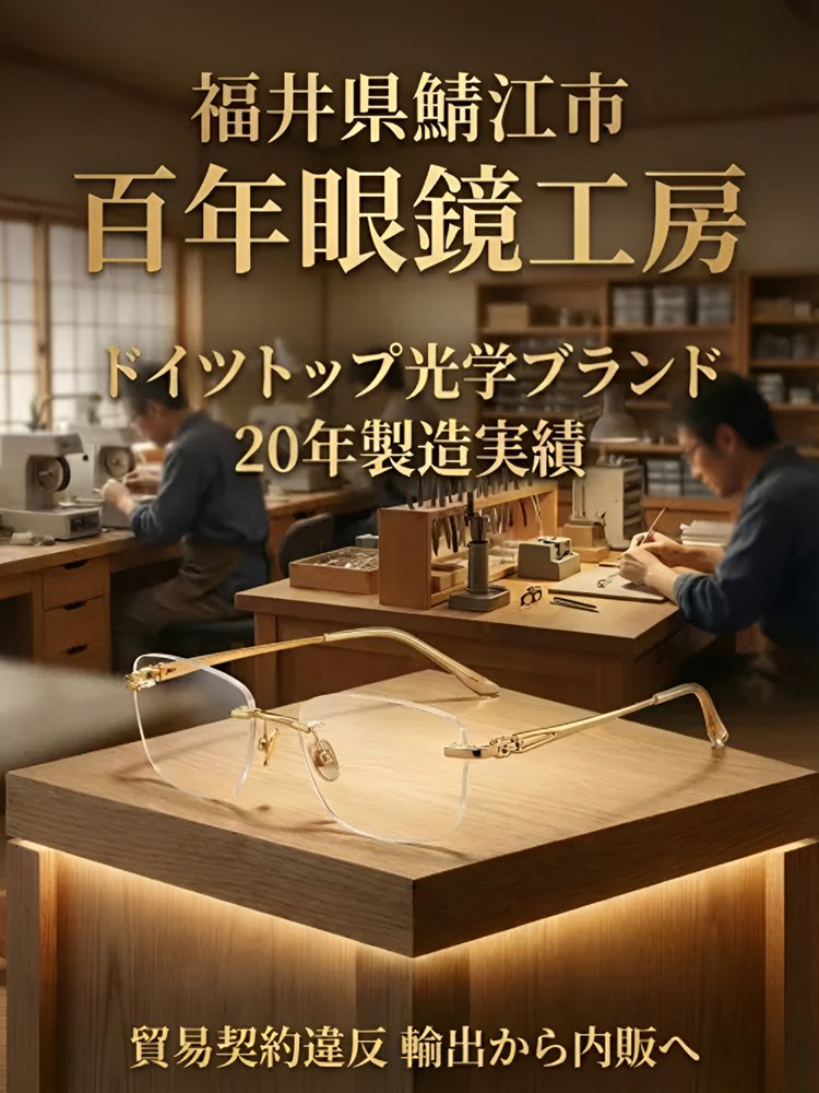 福井県鯖江市の老舗眼鏡工房発  リムレスおしゃれ疲れ目対策老眼鏡