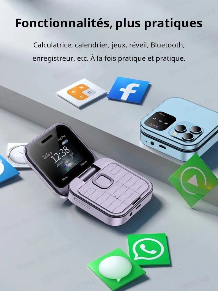 Téléphone portable à bouton rabattable