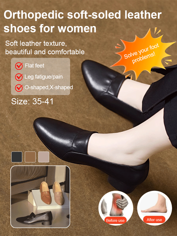 Orthopedic soft-soled leather shoes for women