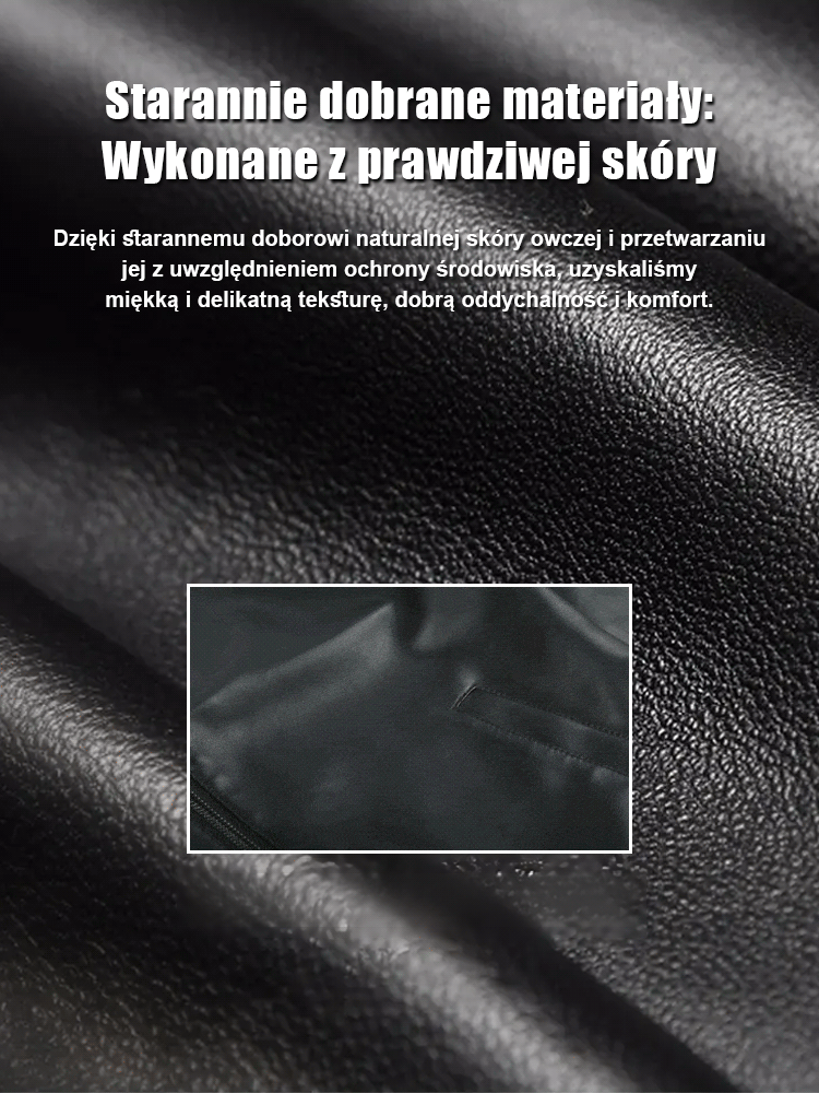 Jesienno-zimowy męski zestaw przeciwdeszczowy z kurtką skórzaną.