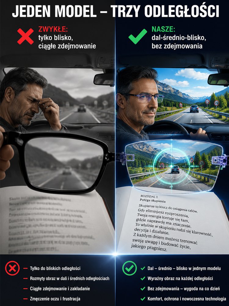 Wysokiej rozdzielczości inteligentne wygodne okulary do czytania - przywróć wzrok jak w wieku 20 lat