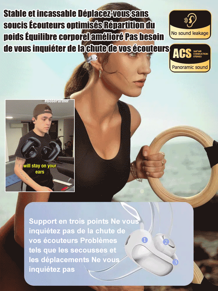 Casque Bluetooth ouvert pour le sport explosif