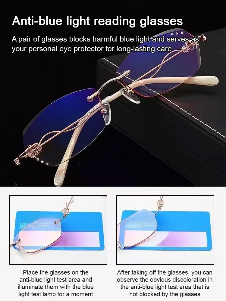 [Beauty Enhancer] Elegant Diamond Cut Edge Rimless Reading Glasses