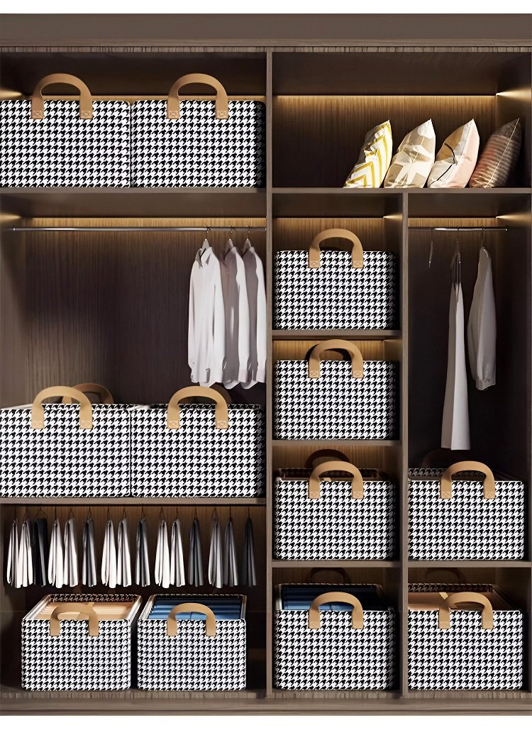 たっぷり収納できる千鳥格子収納ボックス