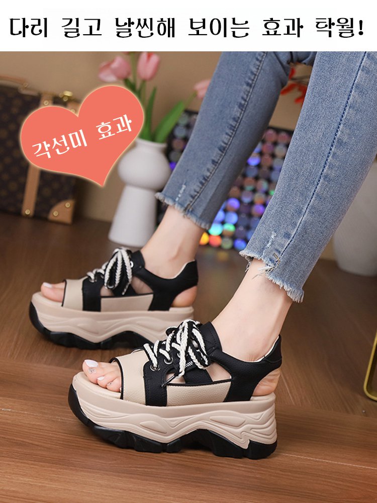 캐주얼 통굽 오픈 토어 샌들