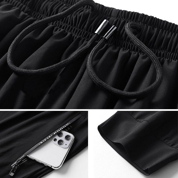 アウトドアスポーツメンズ速乾パンツ アイスシルク薄手素材 ストレッチ性＆通気性ロングパンツ  