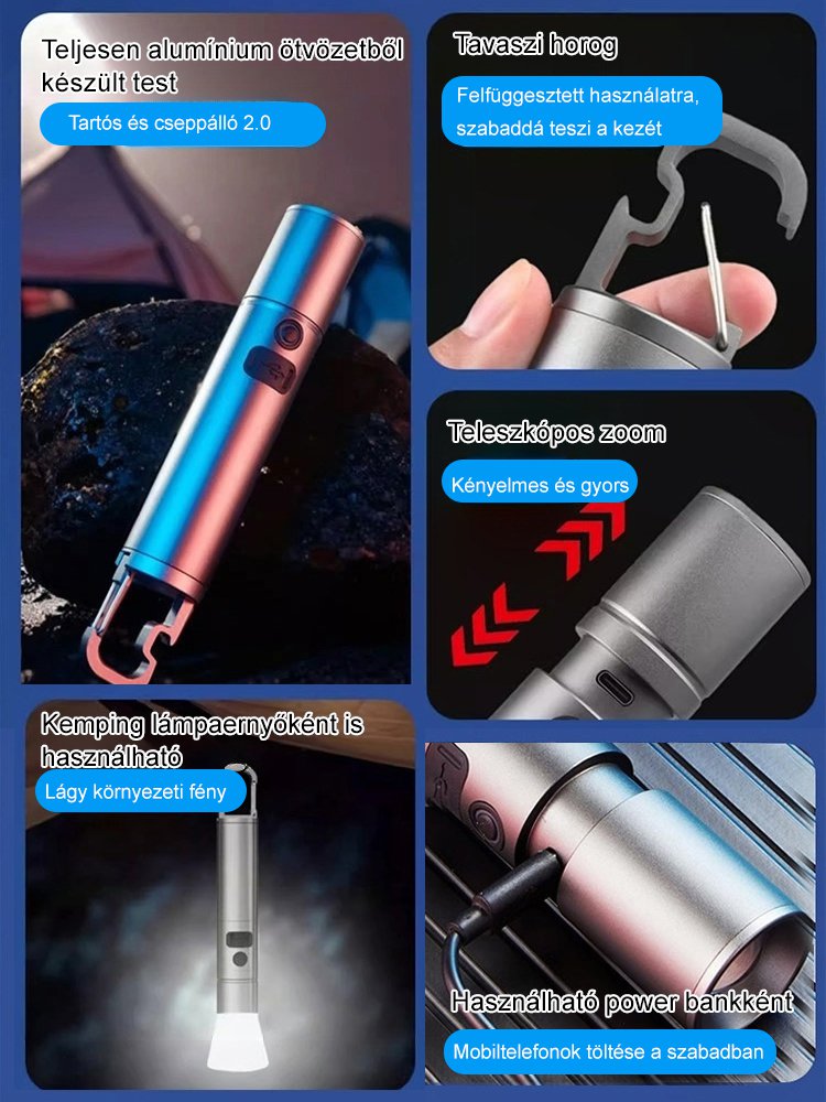 Teleszkópos zoomos nagy hatótávolságú zseblámpa