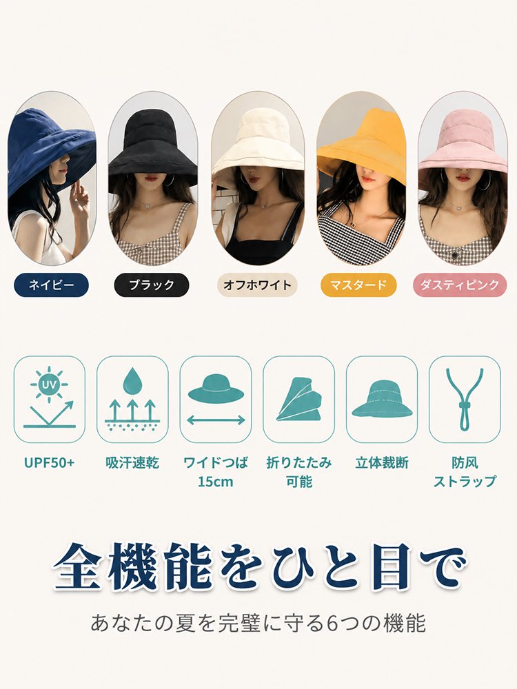 UV対策バケットハット
