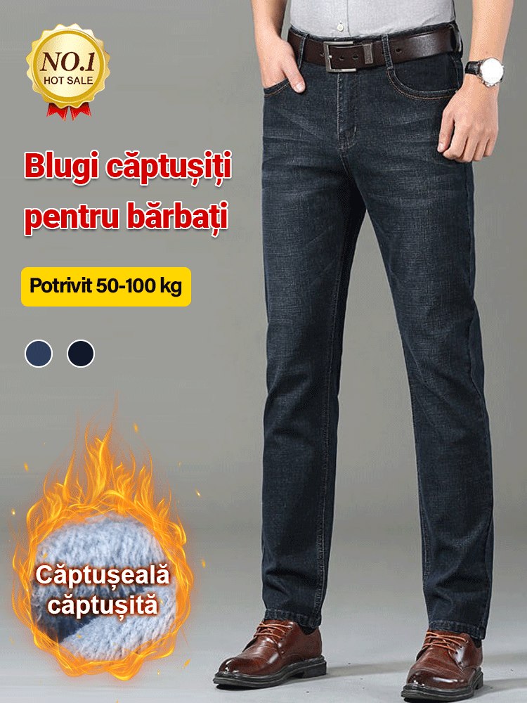 Pantaloni de blugi din velur elastic și termoizolant