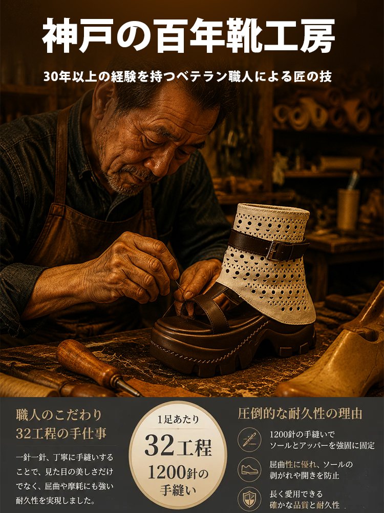 レディース美脚厚底ローマサンダル