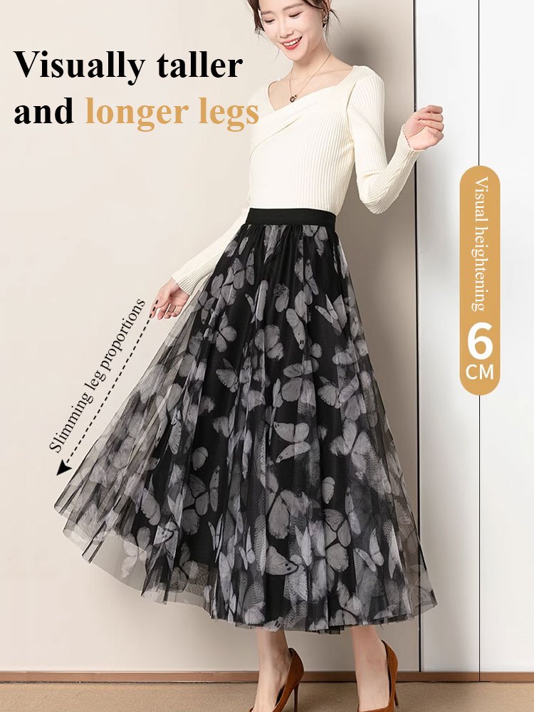A skirt worn two ways: high-waisted mesh fairy-style skirt.