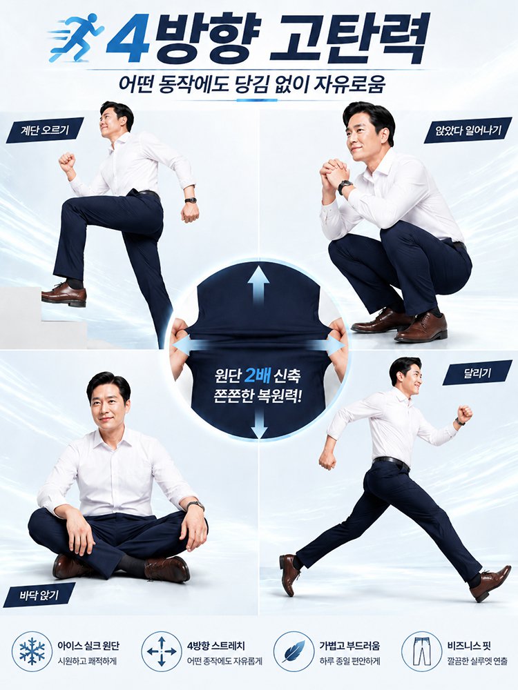 【여름 바지 끝판왕】남성 아이스 실크 캐주얼 슬랙스
