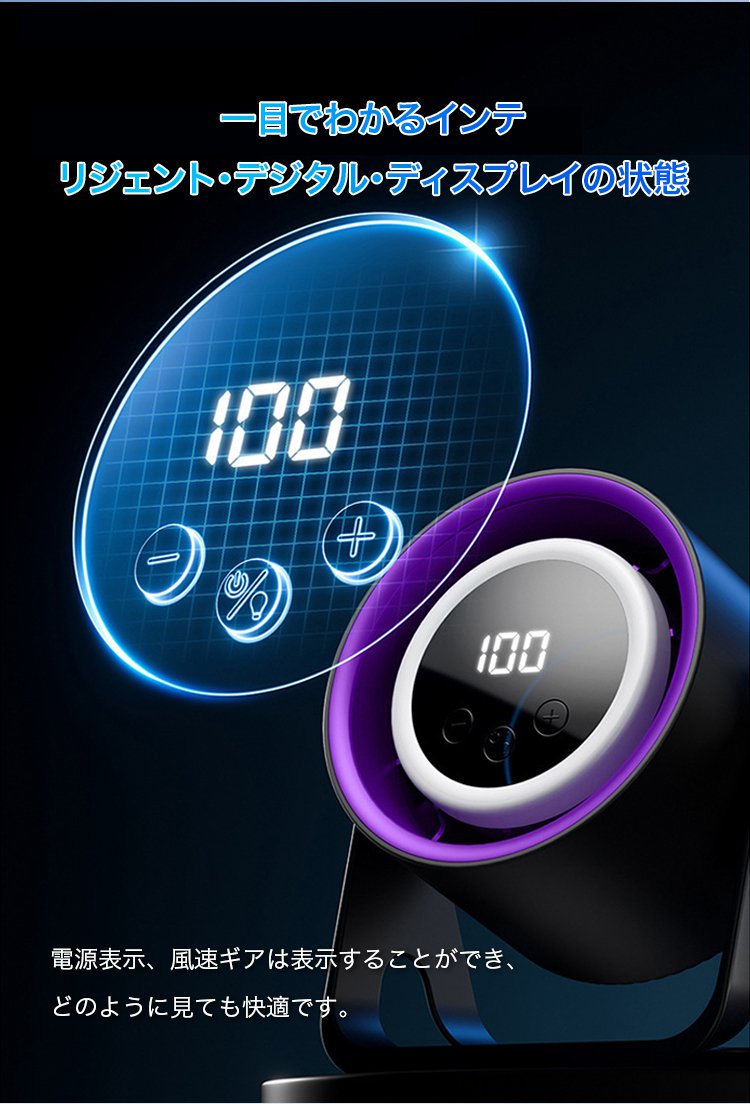 ナイトライト点灯中のポータブルファン使用イメージ