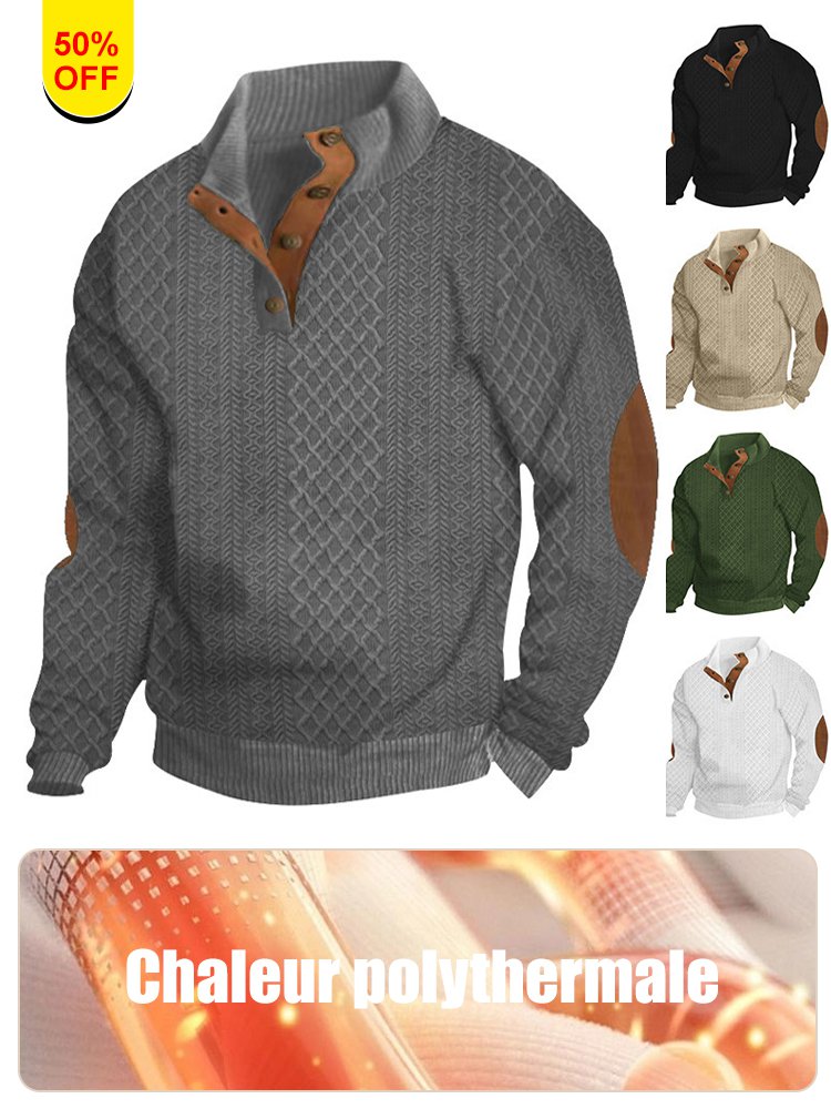 Pull décontracté à col montant en maille jacquard