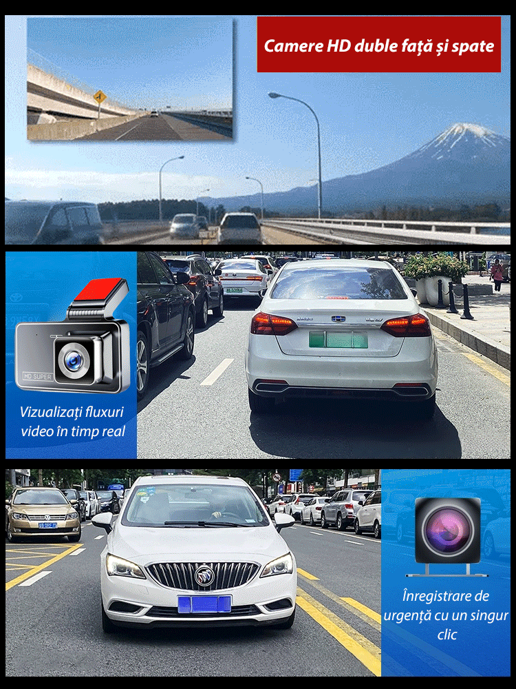 Noua cameră de bord ultra HD cu înregistrare dublă față și spate