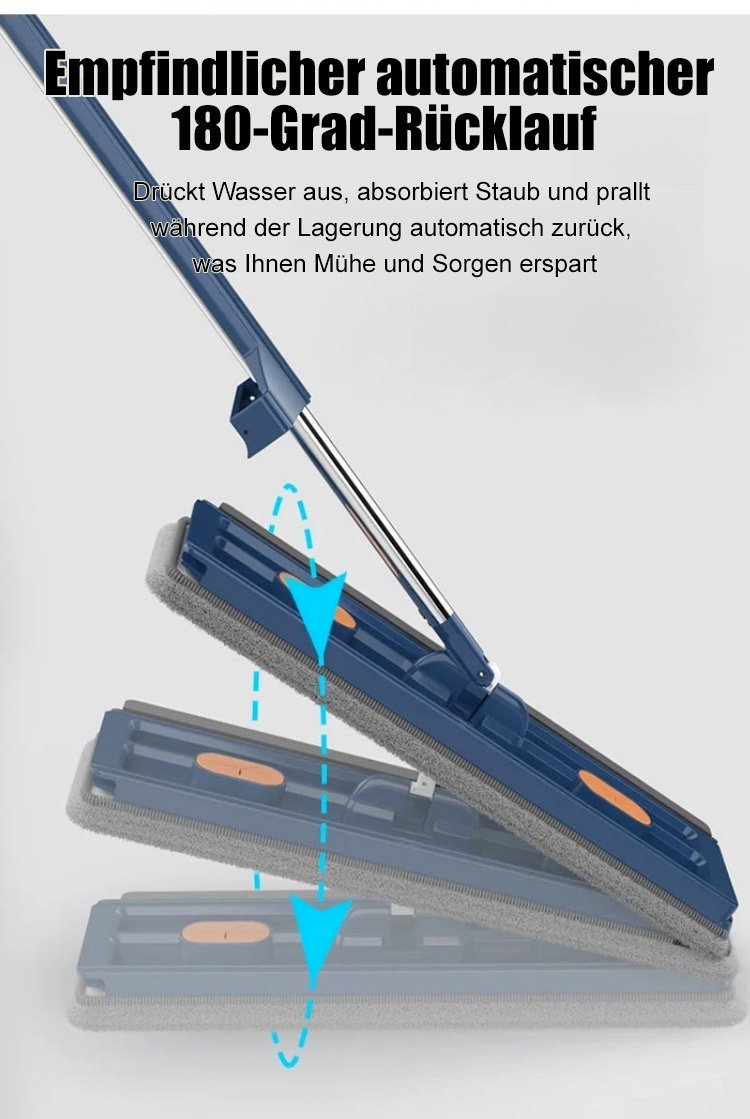 Selbstpressender Flachmopp beim Reinigen von Holzboden