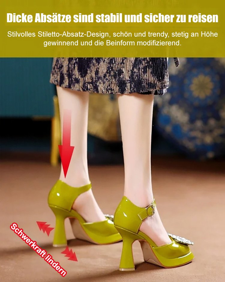 Kleine quadratische Zehe Mode Strass Schnalle Französisch High Heels Schuhe