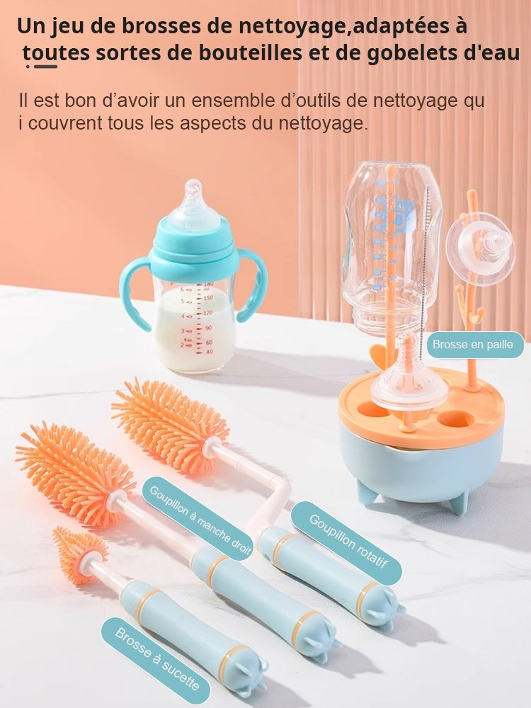 Ensemble de brosse de biberon rotatif spécial pour bébé
