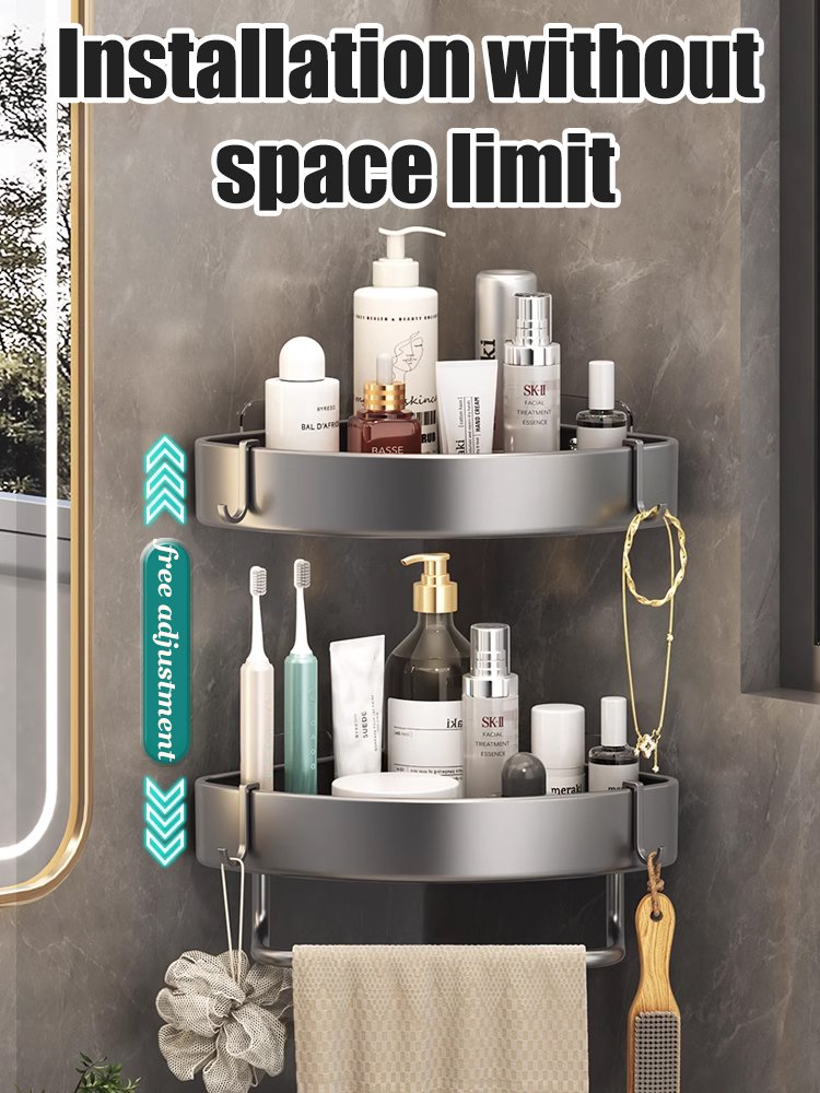 Drill-free bathroom storage rack