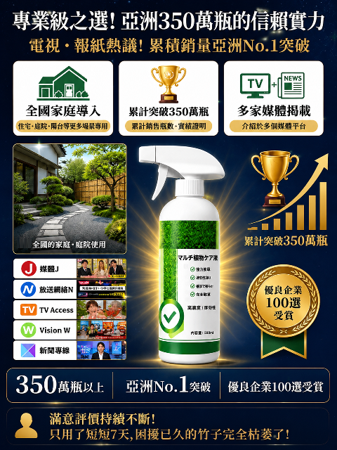 【一噴淨】植物抑菌噴霧十年粗竹雜草剋星！⏰狂銷350萬瓶！