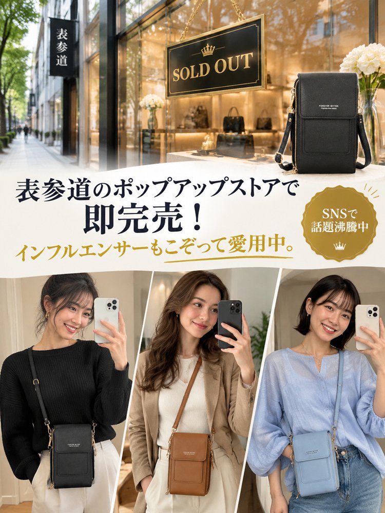 【百年の革工房】タッチ操作対応多収納ショルダーバッグ