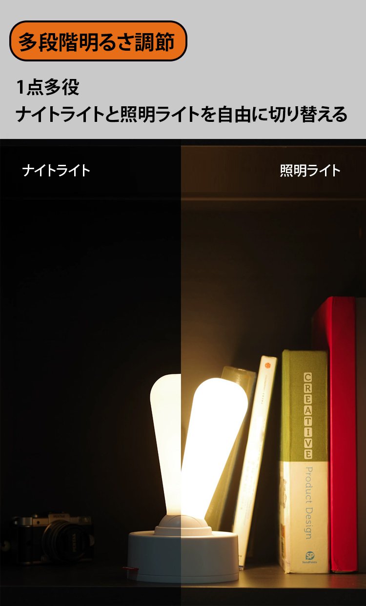 トグルスイッチナイトライトのデザインディテール