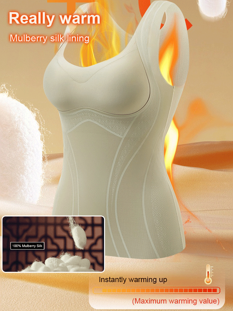 Liquid Seamless Tummy Tightening Mulberry Silk Thermal Vest