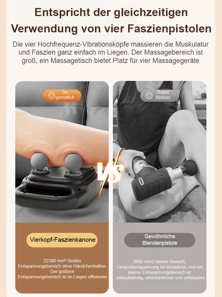 Schnurlose 4-Kopf-Hochfrequenz-Vibrationspistole für Faszien