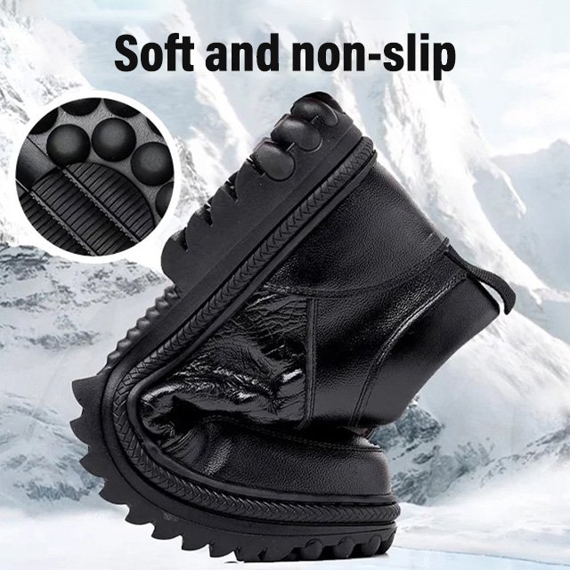 Men's Thick-Soled Fleece-Lined Leather Shoes