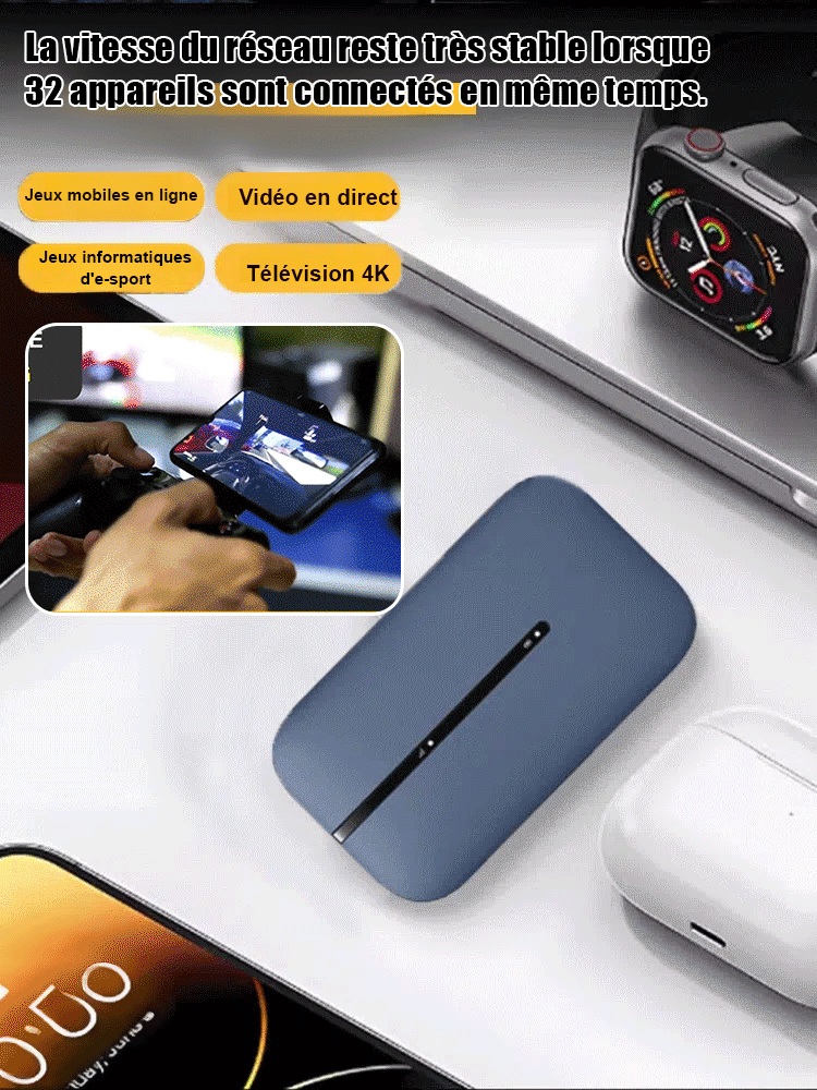 Réseau sans fil Wi-Fi haut débit avec connexion mobile rapide.