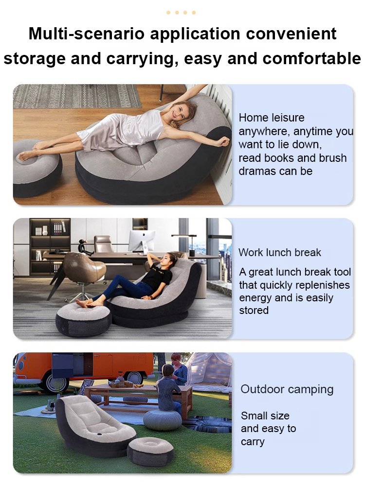 195kg Load - bearing Portable Flocked Inflatable Sofa Set: Turn Home & Camping into Cozy Retreats