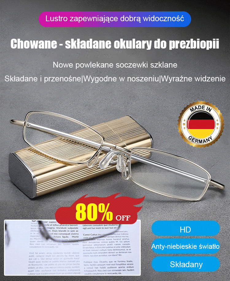Rozciągliwe, składane okulary dla starszych osób
