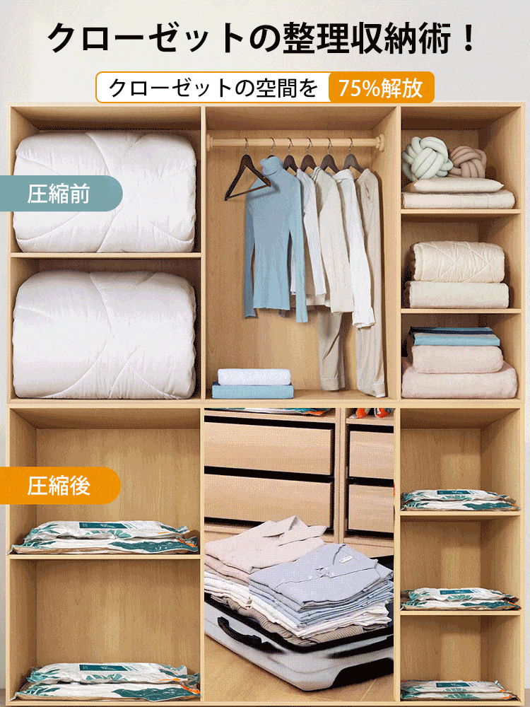 衣類圧縮袋7点セット