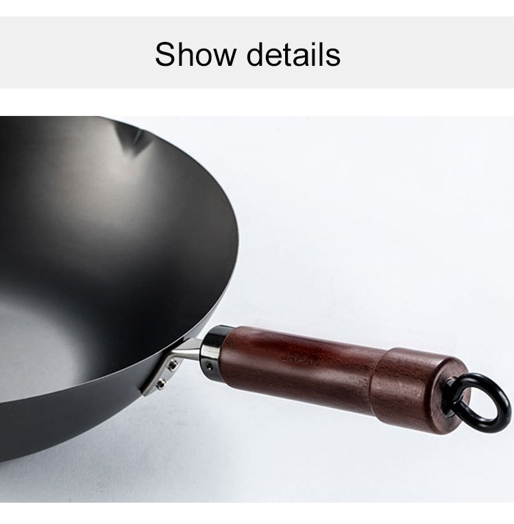Durable iron skillet on wooden countertop