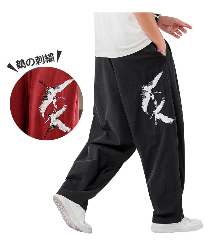 ナチュラル素材のサルエルパンツ ディテール