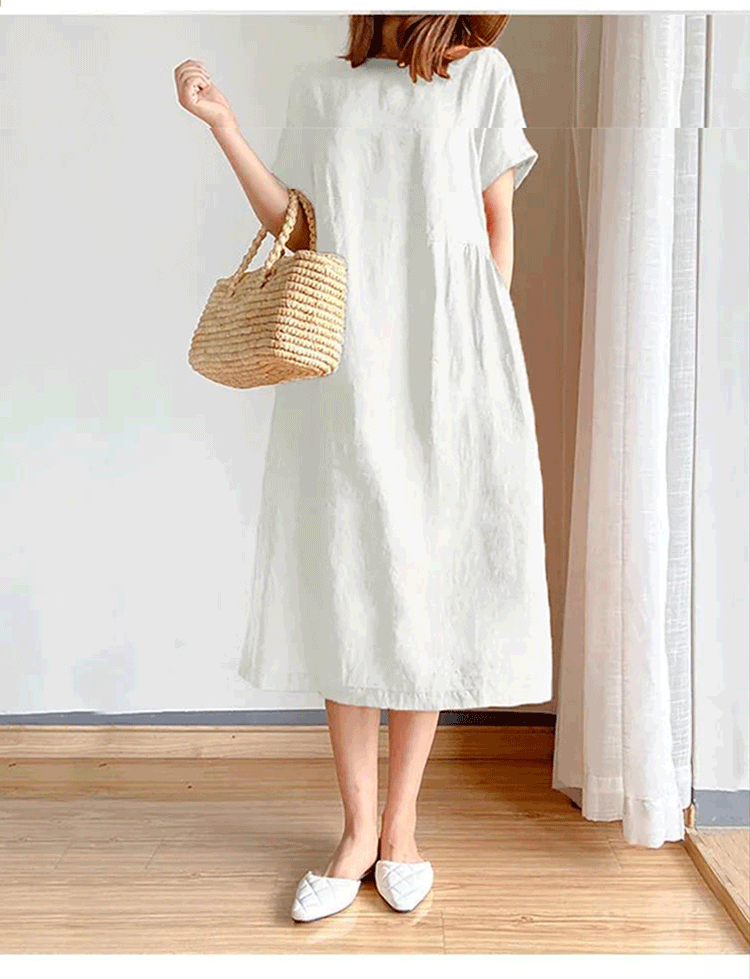 快適な着心地のコットンリネンワンピース